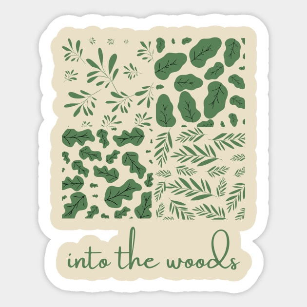 Into the Woods - Green Leaf Patterns Two Sticker by Clue Sky